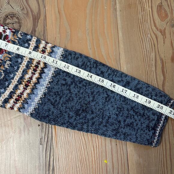 Heirloom Collectibles Fair Isle Zip Cardigan Blue Floral Nordic Vintage M - Picture 8 of 9
